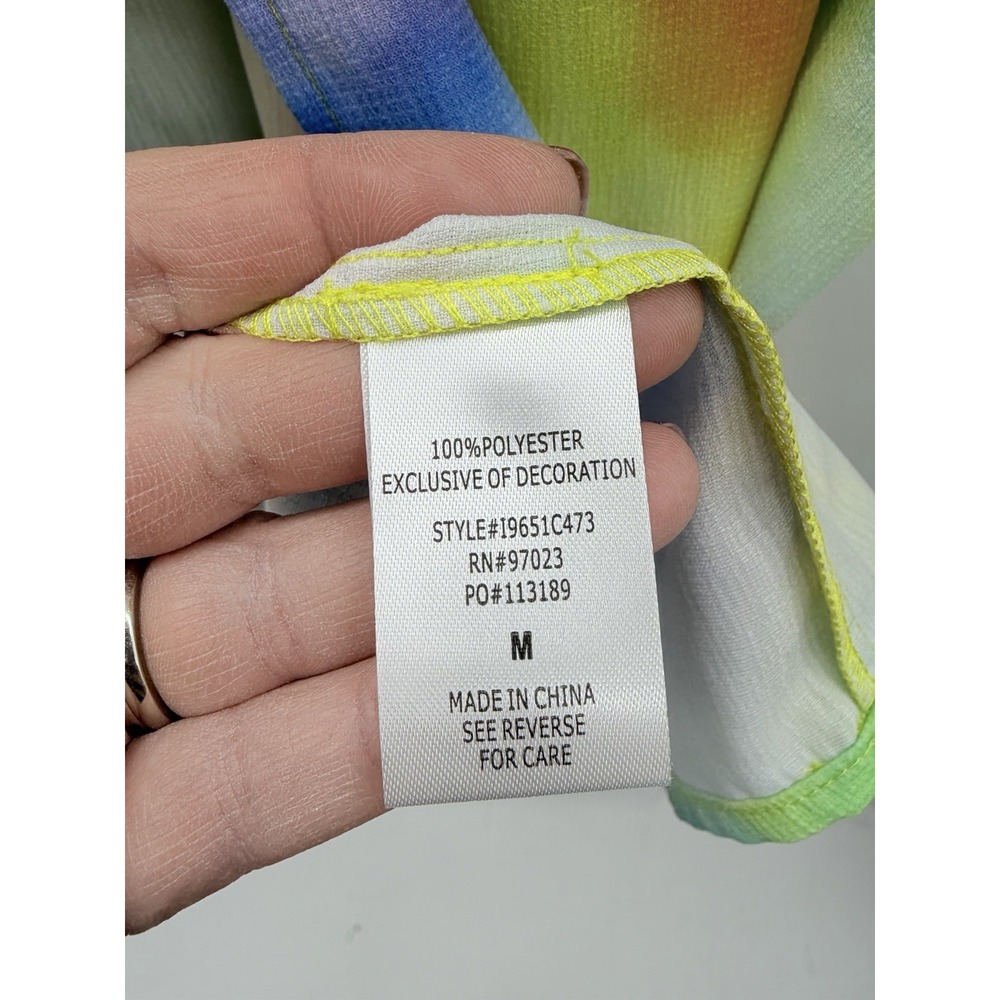 Miken Juniors Size Medium Colorful Tie-Dye Tie-Front Short-Sleeve Swim Cover-Up - Picture 9 of 11
